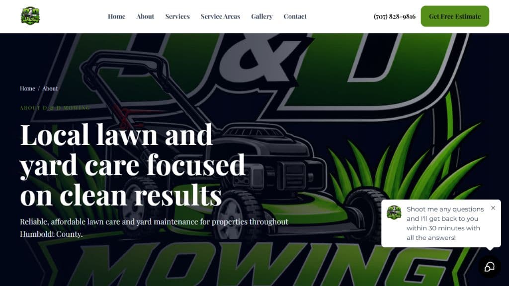 D&D Mowing website preview