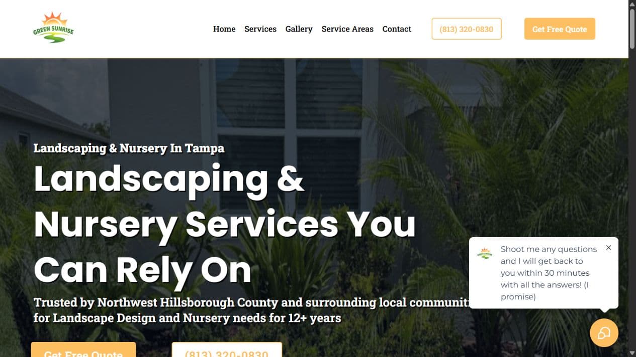 Green Sunrise Nursery website preview