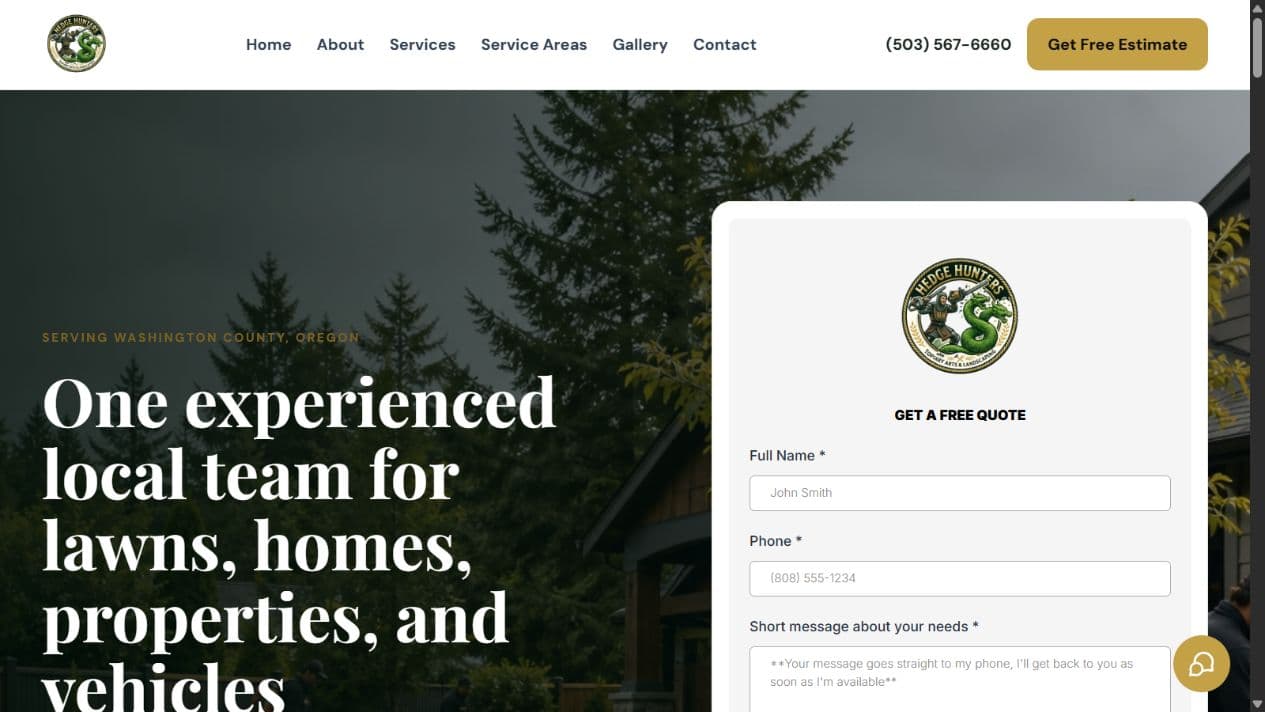 HedgeHunters website preview