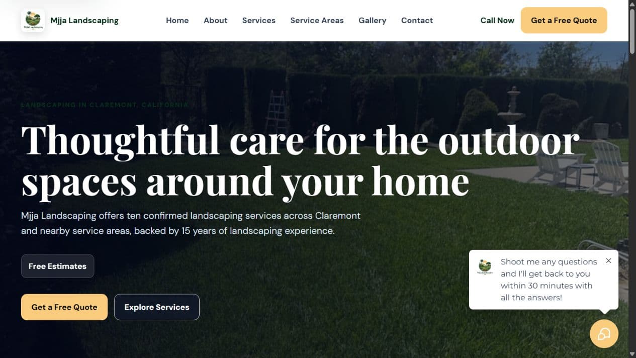 Mjja Landscaping website preview